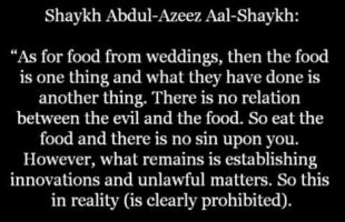 The Ruling on Food received from Innovated and Sinful Celebrations