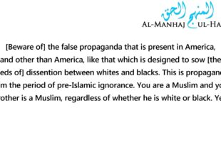 From Shaykh Muqbil Ibn Haadee’s Advice to the Salafis of America: Beware of Racism!