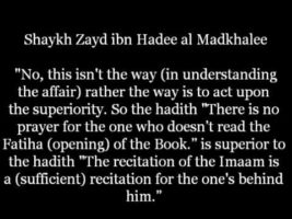 Reciting the Faatiha or Not? | Shaykh Zayd al-Madkhalee