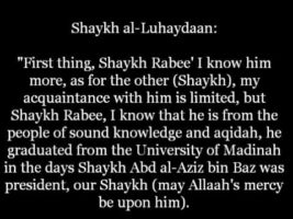 Shaykh Luhaydaan on Shaykh Rabee’