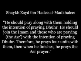 Praying ad Dhuhr with the Asr Congregation