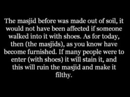 Coming with Shoes to a Furnished Masjid.